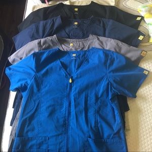 Zip front solid scrub tops (set of 4)